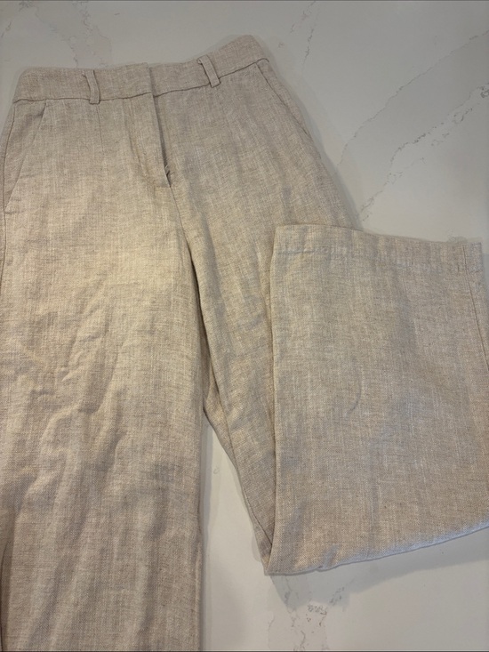 Dynamite Pants - Dynamite Yasmin Striagnt leg Linen-Blend Pants Light Beige SZ 0